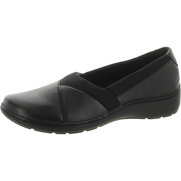 Clarks Womens Size 7.5 Cora Charm Loafer Slip on Comfort Black Leather - Picture 1 of 9